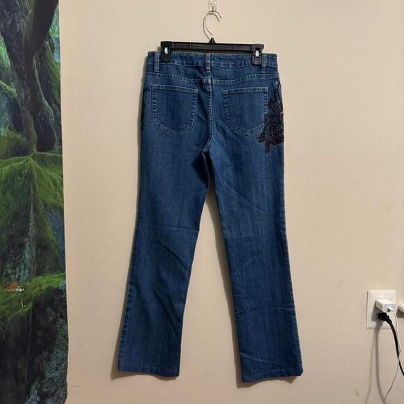 mieka embroidered y2k jeans boho beaded straight leg denim - Picture 5 of 8